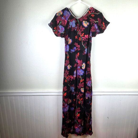 Women's REISS Floral Black Maxi Dress Size 02/XS - Picture 9 of 11